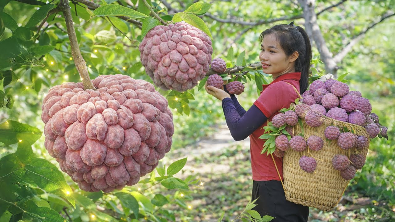 TIMELAPSE -- Harvesting The Purple Na Fruits And Take Them To The Market To Sell | Countryside Life