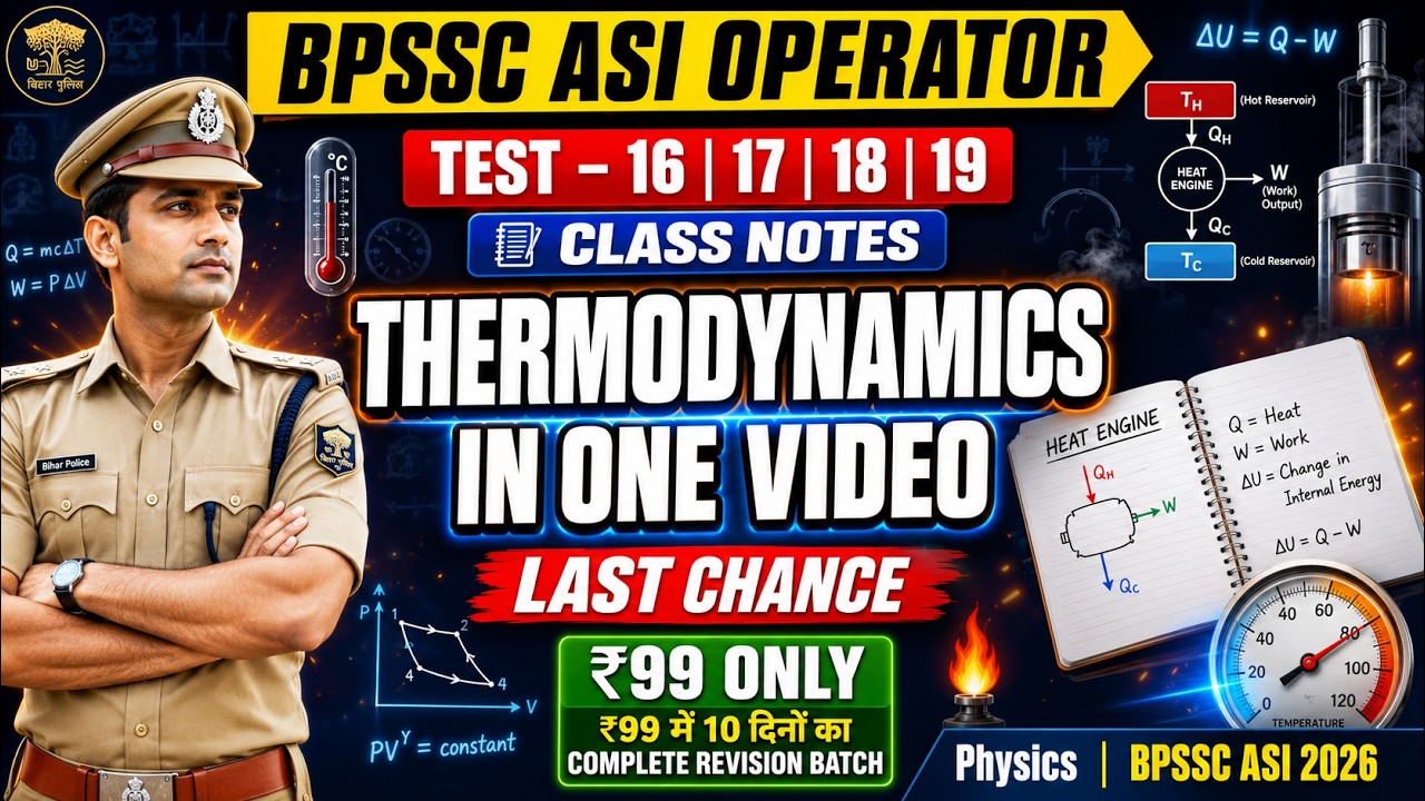 BPSSC ASI OPERATION | Thermodynamics in One Video | Test -16, 17, 18 & 19 Class notes