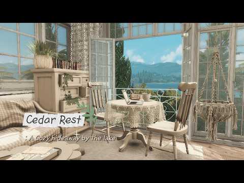 🍃 Cedar Rest:Lake house Build PART1 || Sims4 Speed Build CC || 심즈4 숲 속 호숫가 집 건축 PART1