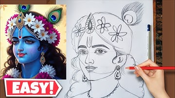 Lord krishna drawing | How to draw Lord Krishna | Janmashtami drawing