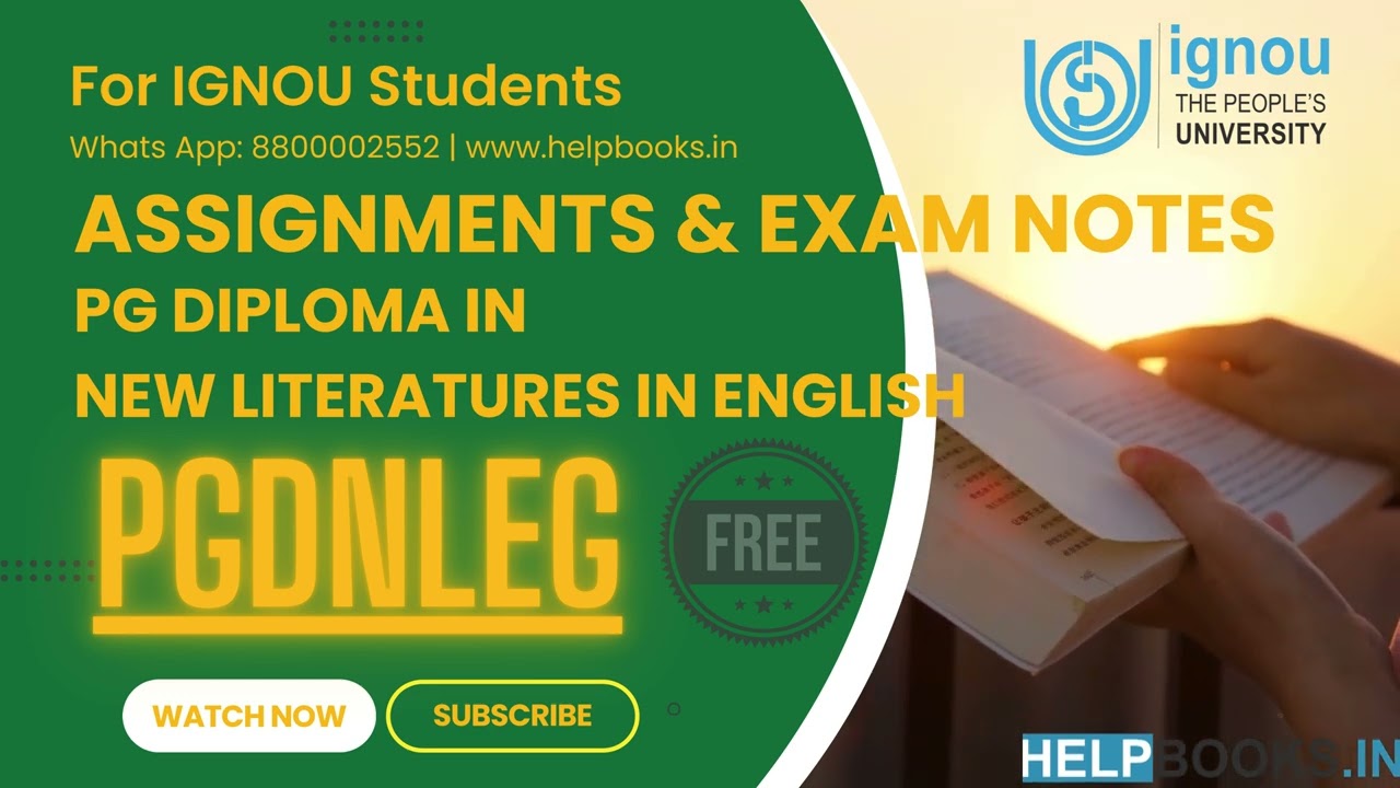 IGNOU PGDNLEG 🆓 Solved Assignment & Exam Notes Combo PGD in New Literatures in English