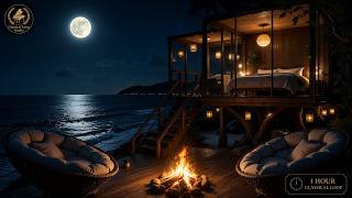 A Night at the Ocean Villa 🔥🌙 | Relaxing Piano Music for Deep Sleep