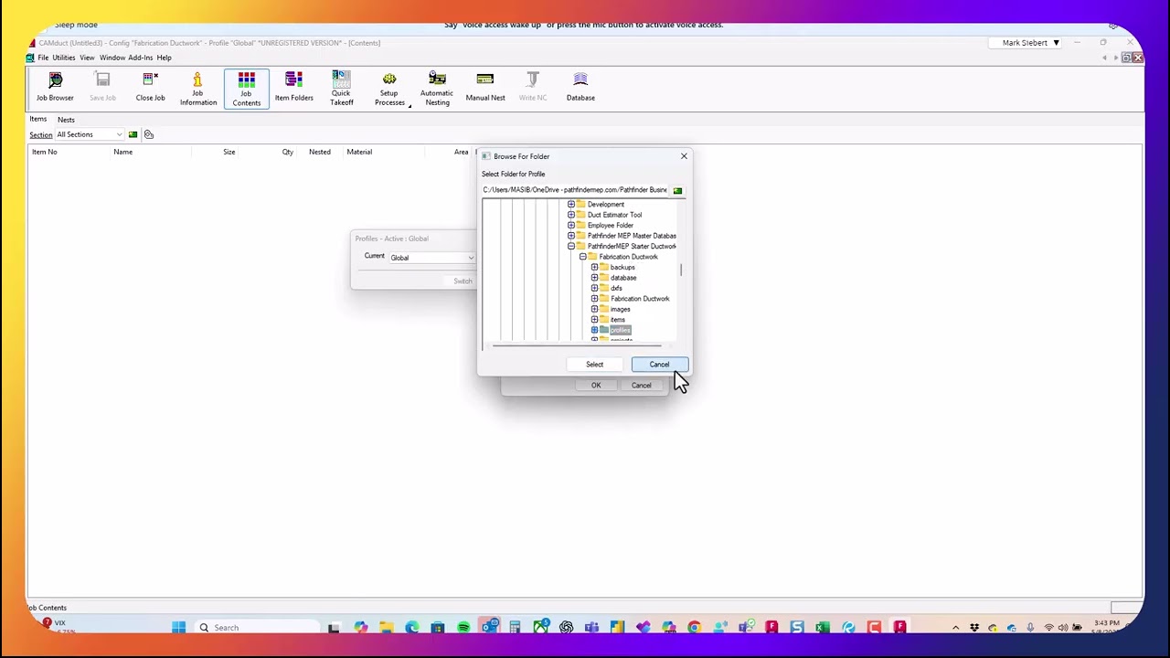 How to Setup a Profile in CAMDuct