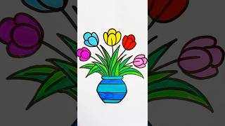 flowers pot 🪴coloring #art #smartartandcrafts #artandcraft #drawing  #paintingdrawing #coloring