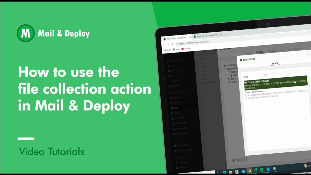 Mail & Deploy Tutorial How to use the file collection action in Mail
