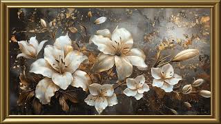 Vintage Gold Lilies Painting | Gold Frame TV Art | Art Screensaver for TV | 1 Scene  2 Hrs