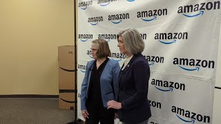 Sen. Joni Ernst and Rep. Mariannette Miller-Meeks talk Amazon after touring Davenport fulfillment