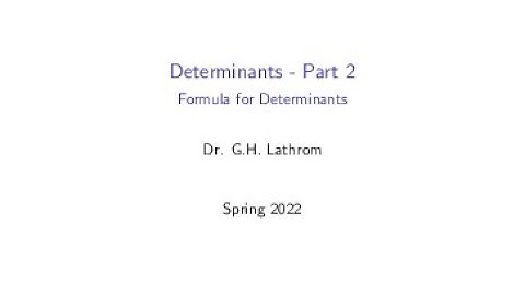 Determinants - Part 2