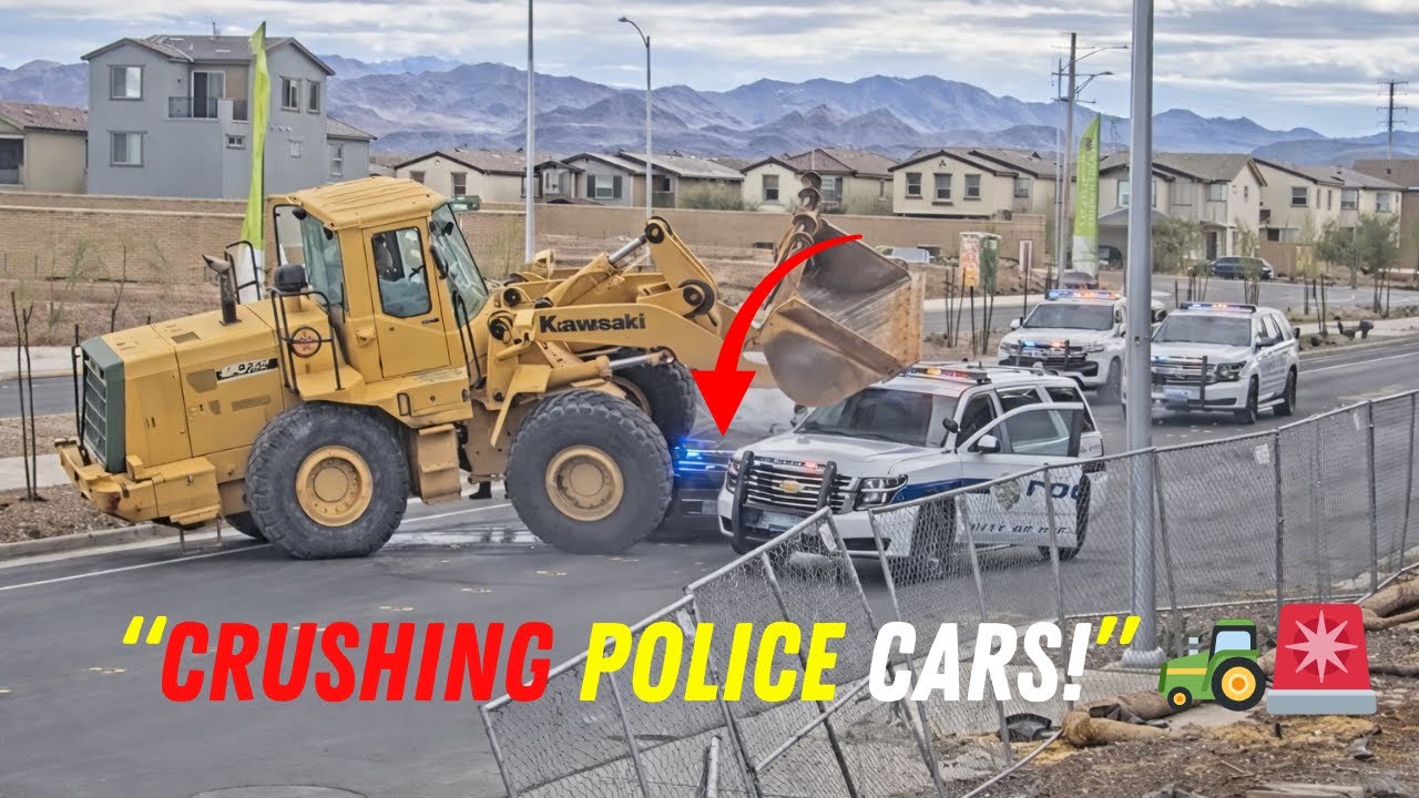 Suspect Tries to Ram Police Cars With Stolen Front Loader | Intense ...
