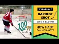 11yo hockey hardest shot  skills competition how to improve shooting