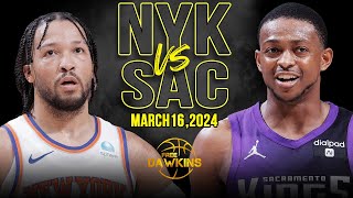 New York Knicks vs Sacramento Kings Full Game Highlights | March 16, 2024 | FreeDawkins