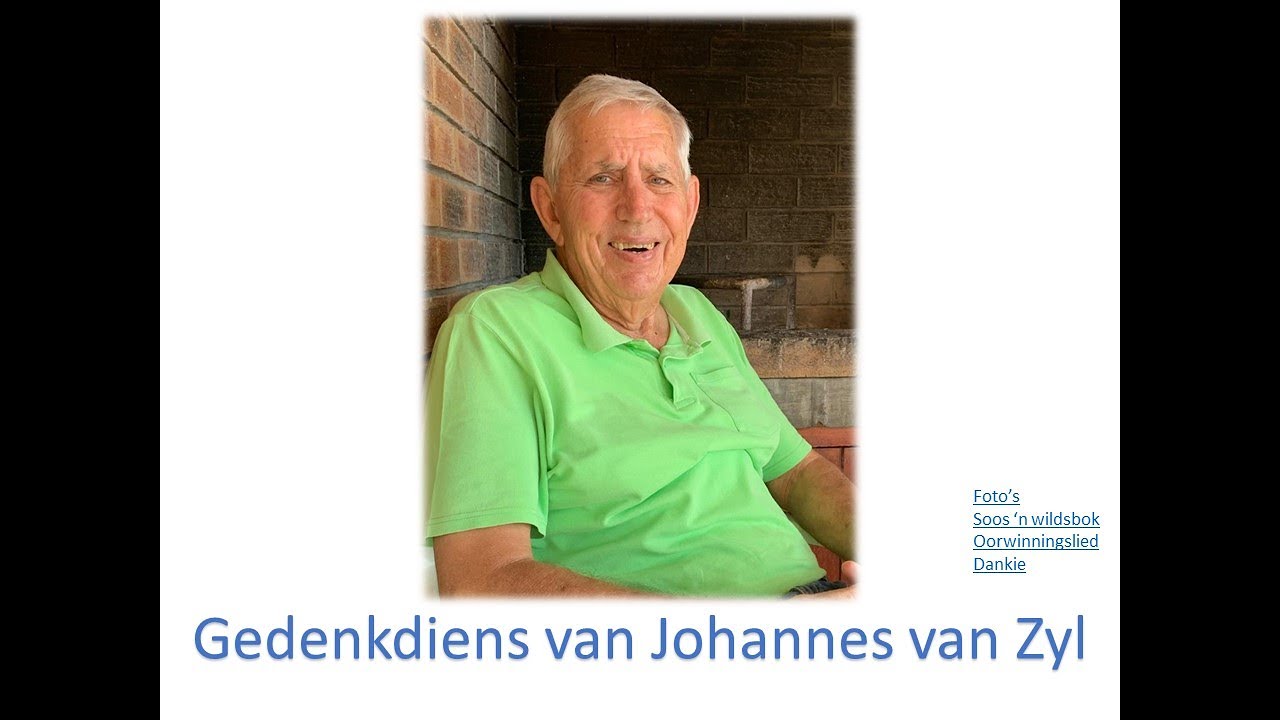 NG Kerk Vredendal Gedenkdiens van Johannes van Zyl YouTube