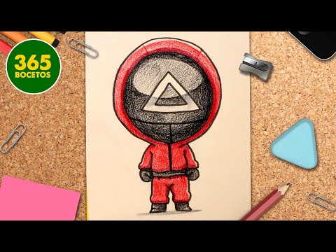 COMO DIBUJAR UN GUARDIA DEL JUEGO DEL CALAMAR KAWAII 🦑 squid game kawaii  🦑  365bocetos