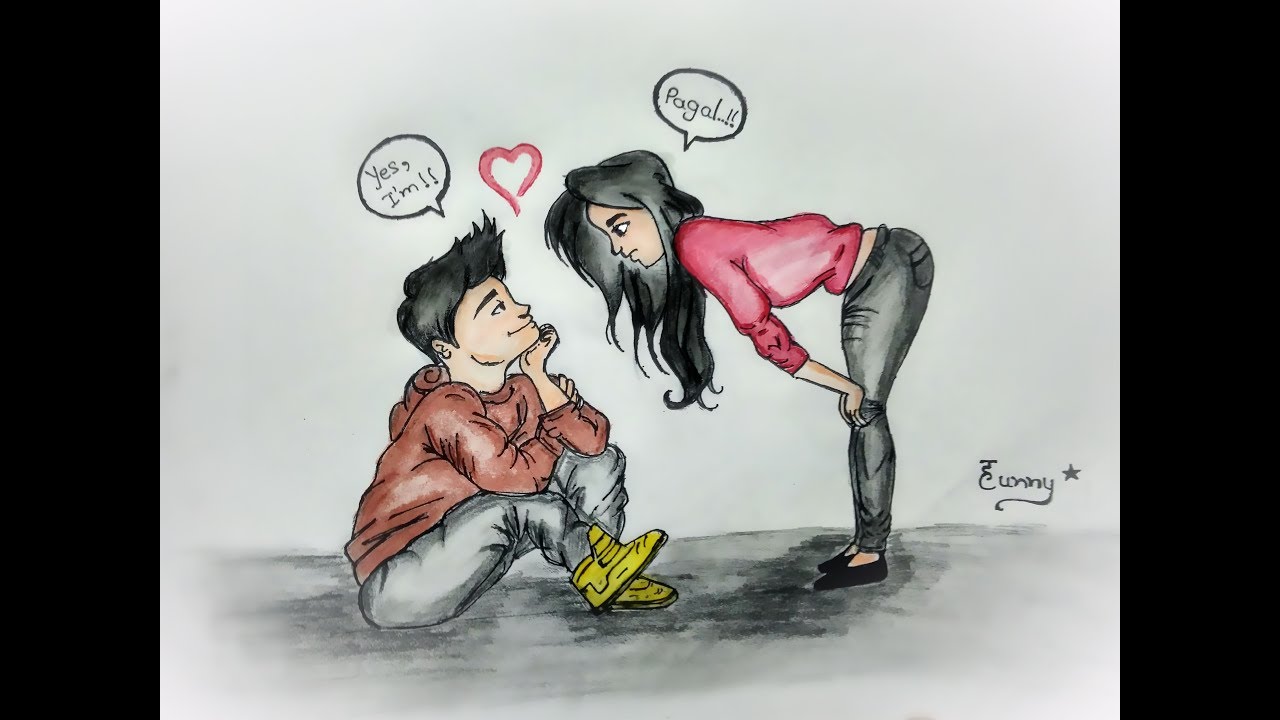 Boyfriend & Girl friend sketch | Love at first sight | pencil