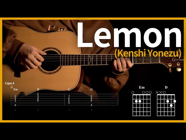 64. 7.9억회의 그 띵곡 [ Lemon - 요네즈켄시(米津玄師) ] 【★★☆☆☆】 기타 | Guitar tutorial |ギター 弾いてみた 【TAB譜】 class=