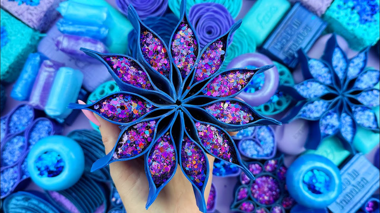 [ASMR]SOAP&GLITTER★Soap boxes with foam&starch★Crushing soap ★4K★ 바삭바삭한 비누★clay cracking