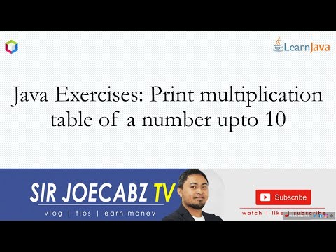 Java Exercises: Print multiplication table of a number upto 10