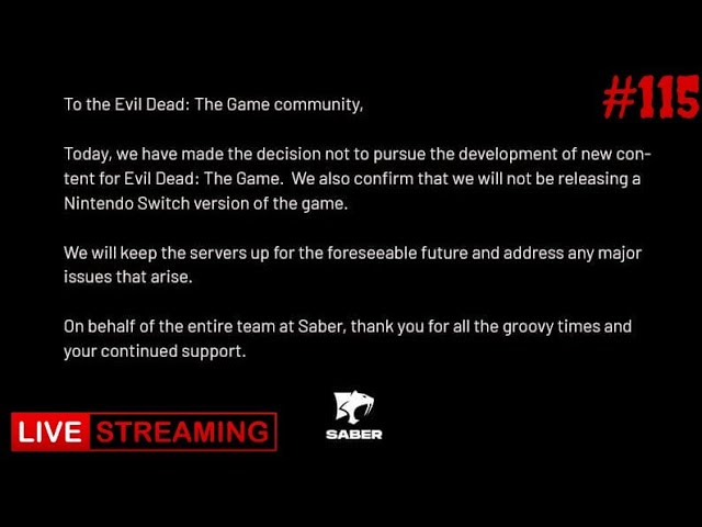 No New Content Coming to Evil Dead: The Game, Servers Will Remain Live