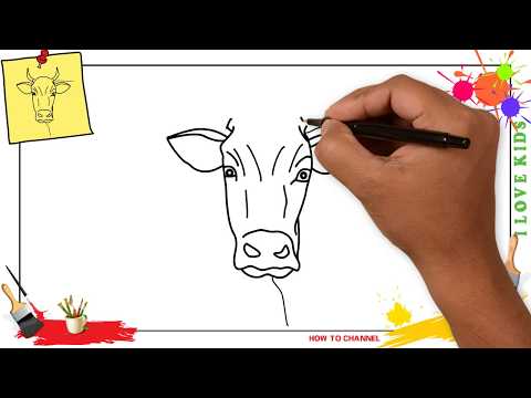 How to draw a cow face EASY & SLOWLY step by step for kids and