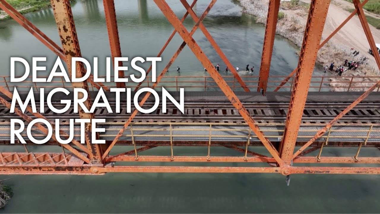 Drone footage captures migrants wading through Rio Grande at the US ...