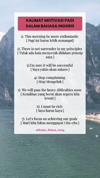 Kalimat Motivasi Pagi Dalam Bahasa Inggris #bahasainggris #belajarbahasainggris #shorts