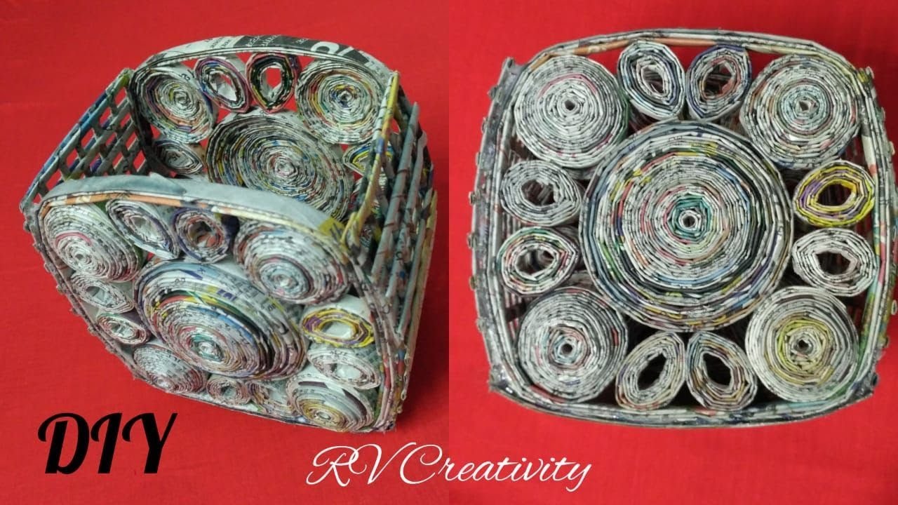 #diybasket #handmadecraft Newspaper craft | how to make a basket from