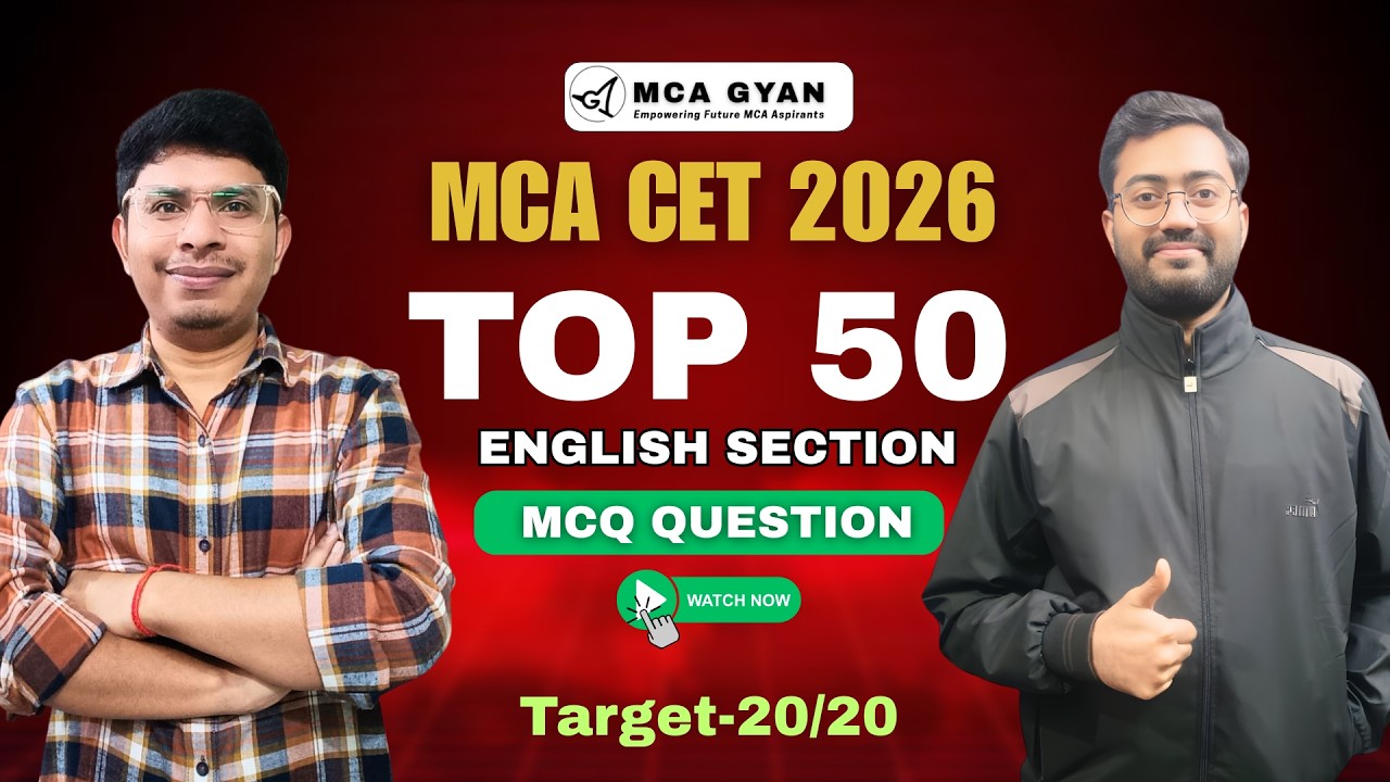 MAH MCA CET 2026 | Top 50 English Grammar MCQs | Most Important Questions