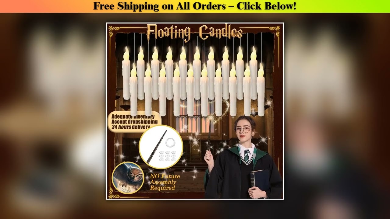 Halloween LED Floating Candles Magic Wand Remote Hanging Operated Potter Harries Battery Floating
