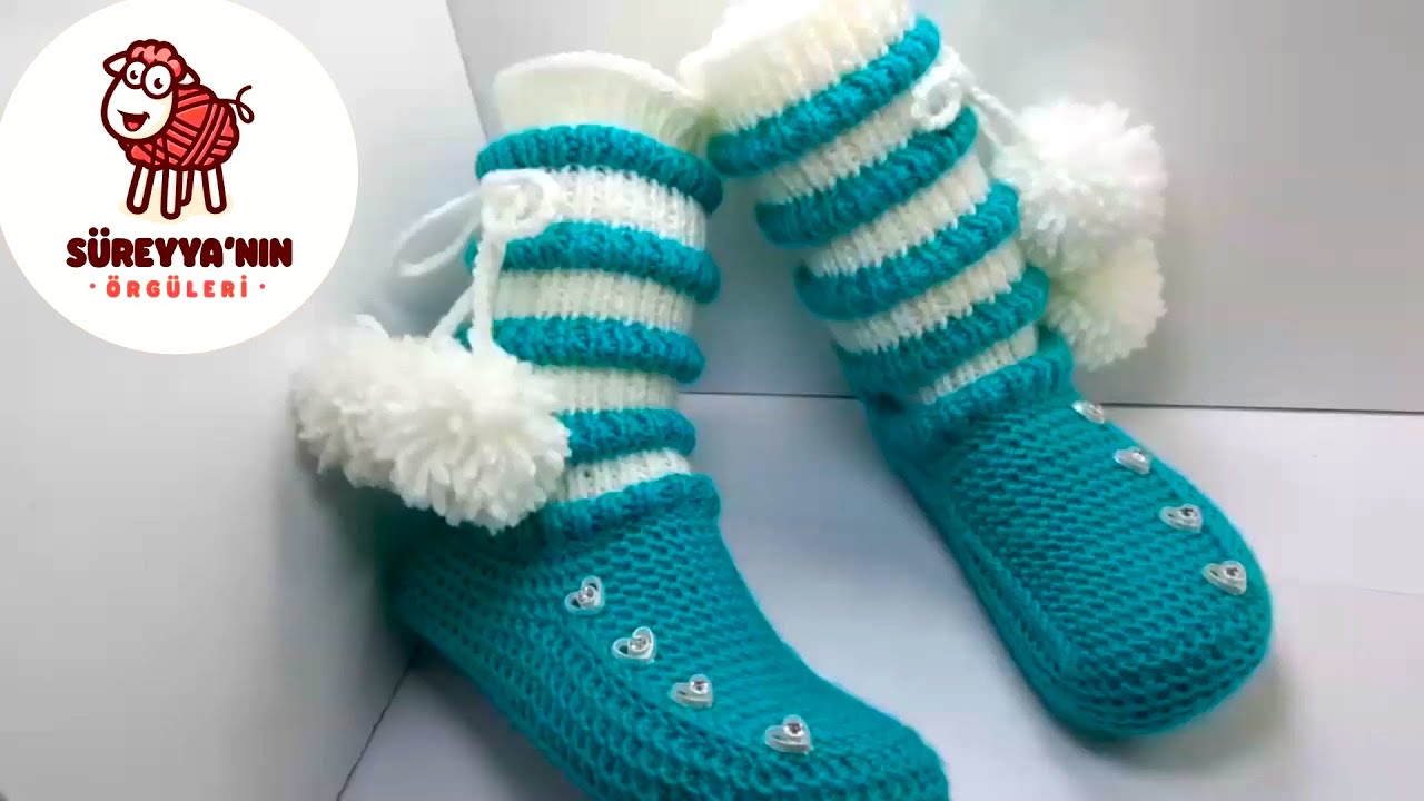 SADECE 35 DK'DA SICACIK POFUDUK BOT PATİK / HEM ÇOK PRATİK HEM ÇOK RAHAT/ İKİ ŞİŞ ÇORAP PATİK YAPIMI