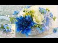 【100均DIYインテリア】クリアストーンが輝くテーブルフラワー・造花フラワーアレンジメント・Flower arrangement・插花・꽃꽂이・ブルーフラワー