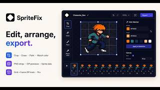 SpriteFix Tutorial (outline, merging, color brush, grid to row sprites) #spriteanimation #pixelart