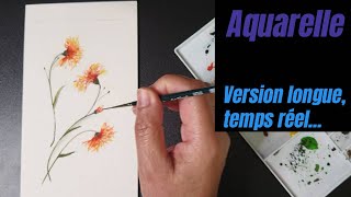 Peindre des fleurs à l'aquarelle/temps réel/version longue/Flowers watercolor painting