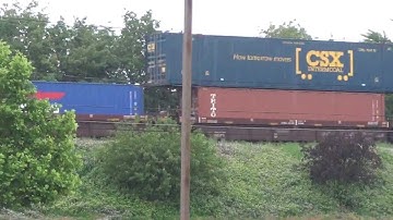 Fast CSX Intermodal Train on Elevated Tracks