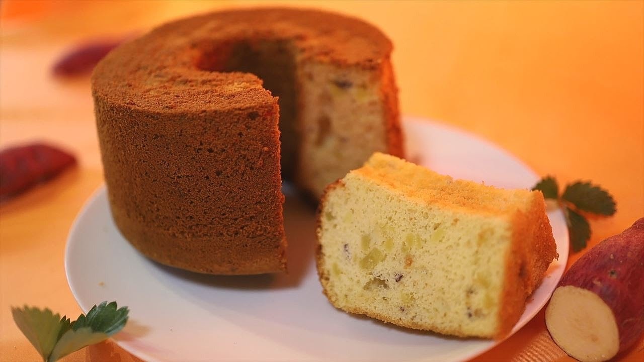 さつまいものシフォンケーキの作り方 レシピ Sweetpotato Chiffon Cake Recipe Coris Cooking Youtube