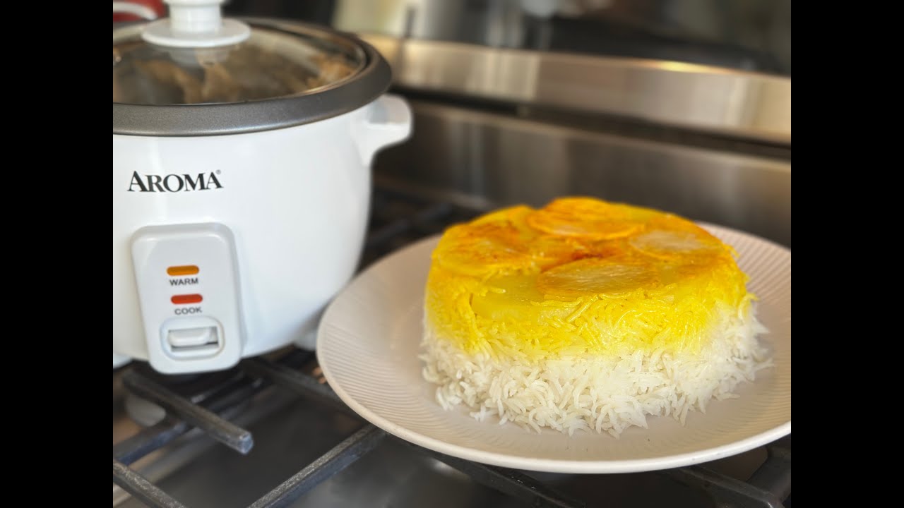 How To Cook Upside Down Saffron Rice and Potato in The Rice Cooker