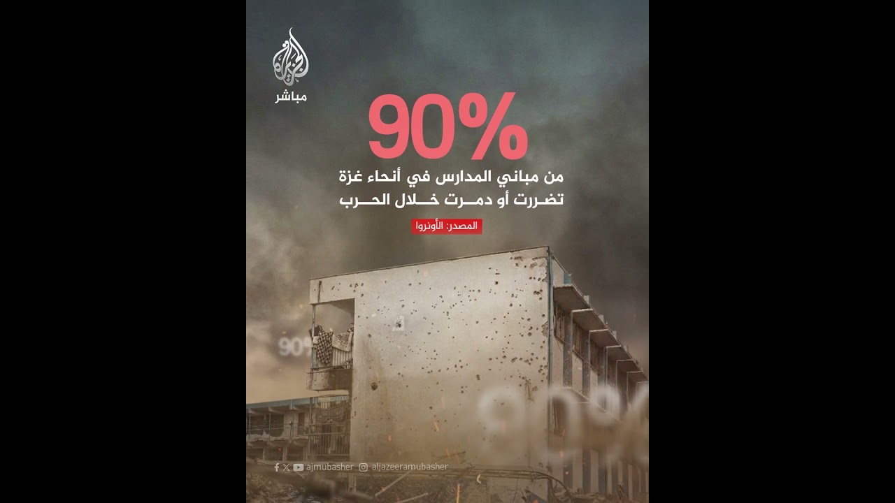 الأونروا: نحو 90% من مباني المدارس في أنحاء غزة تضررت أو دمرت خلال الـحـرب