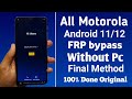 All Motorola Android 11,12 Frp Bypass 2026 | Motorola Frp Unlock Without PC | Final Method 100% Done