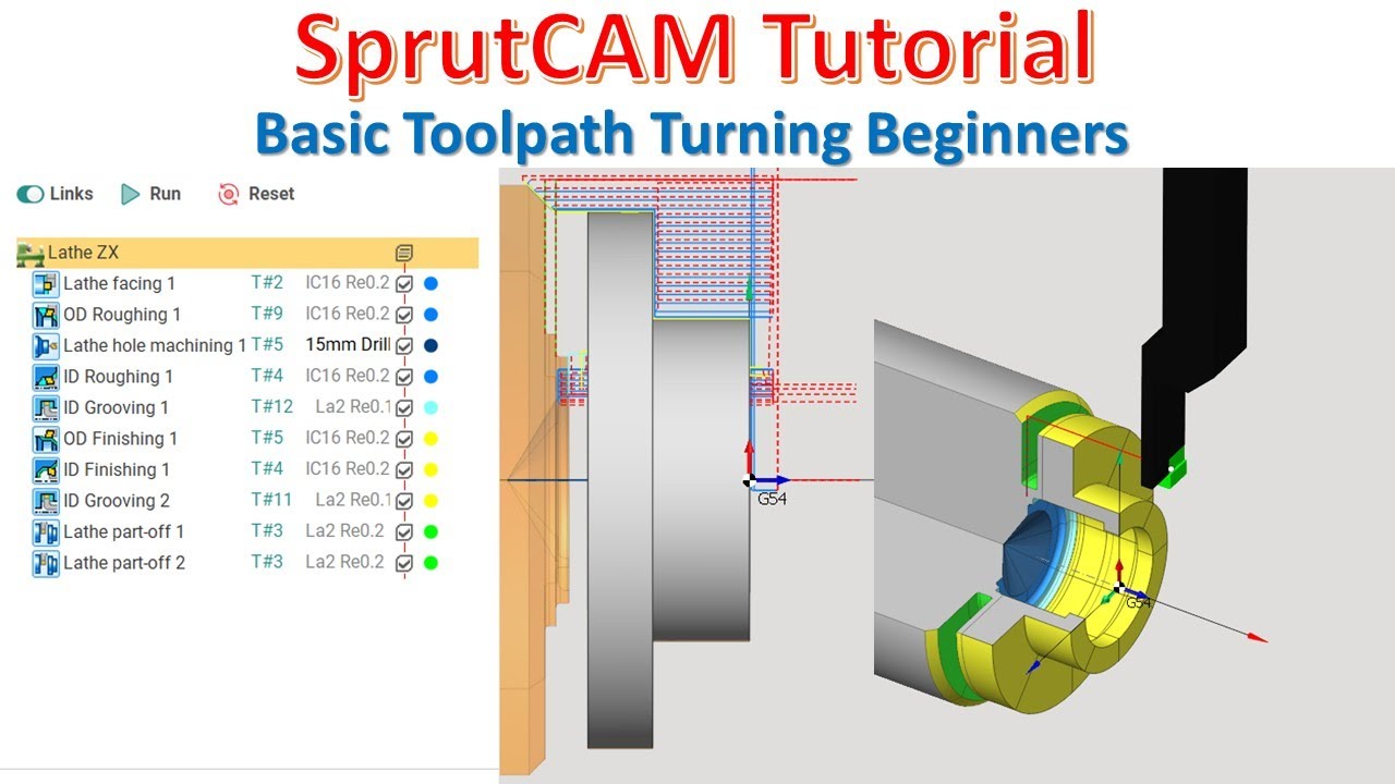 SprutCAM Tutorial #84 | Create Toolath Lathe Basic Beginners - Turn XZ ...