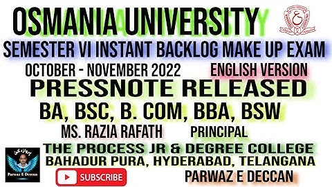 OU SEM VI INSTANT BACKLOG MAKE UP EXAM (ENGLISH VERSION)