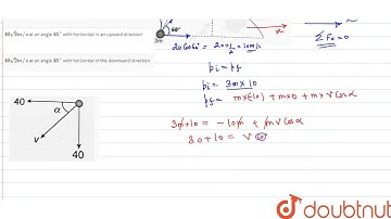 A shell is fired from a cannon with a velocity `20 m//s` at an angle `60^(@)` with the