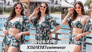 Xsw18387 3. Pcs.swim Curve Plus Tropical Print Push Up Lovebird Lingerie Sanjeev Store