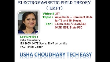 Video # 277 -  Wave Guide - Dominant Mode for TE and TM Modes in Rectangular Wave guide