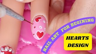 NAIL ART FOR BEGINNIG /HOW TO MAKE HEARTS DESIGN/ Uñas FACILES