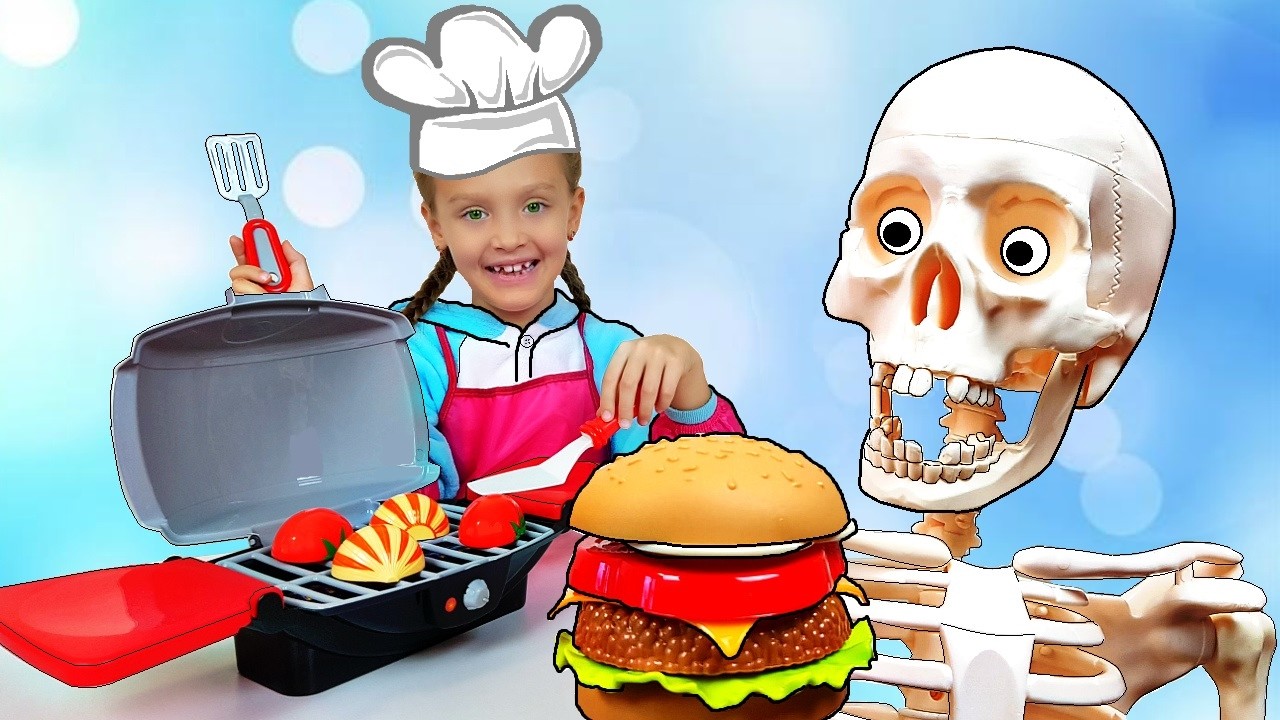 Nastya and Dany Pretend Play with BBQ Gril Toy