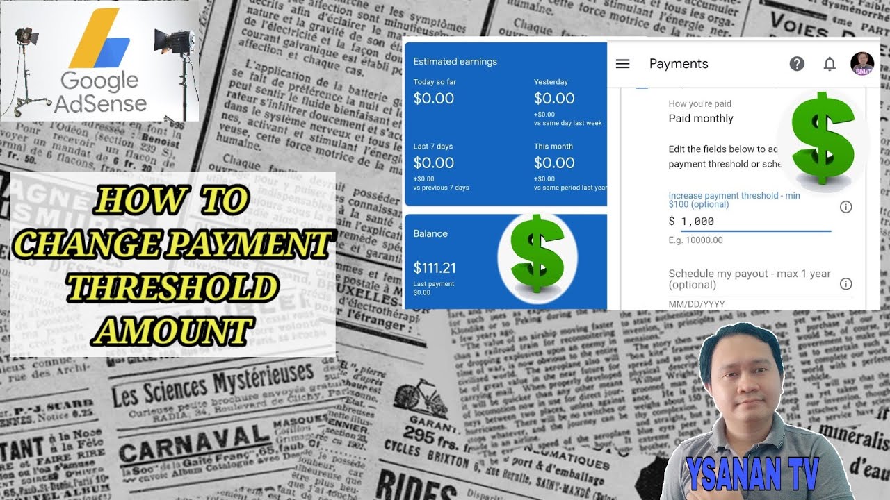 HOW TO CHANGE PAYMENT THRESHOLD AMOUNT IN GOOGLE ADSENCE - YouTube