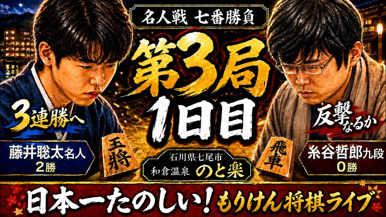 もりけん将棋ライブ】藤井聡太名人 vs 糸谷哲郎九段 第84期名人戦七番 