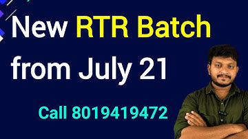 New RTR Batch starts from July 21 | call 8019419472