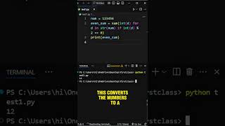 Sum of Even Digits in Python in 1 Line! 🔢 #python #pythonprogramming