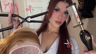 ASMR ✂️ Hair Salon Appointment | Real Hair Cutting, Parting,   Bang Hair Rollers (Part 1)