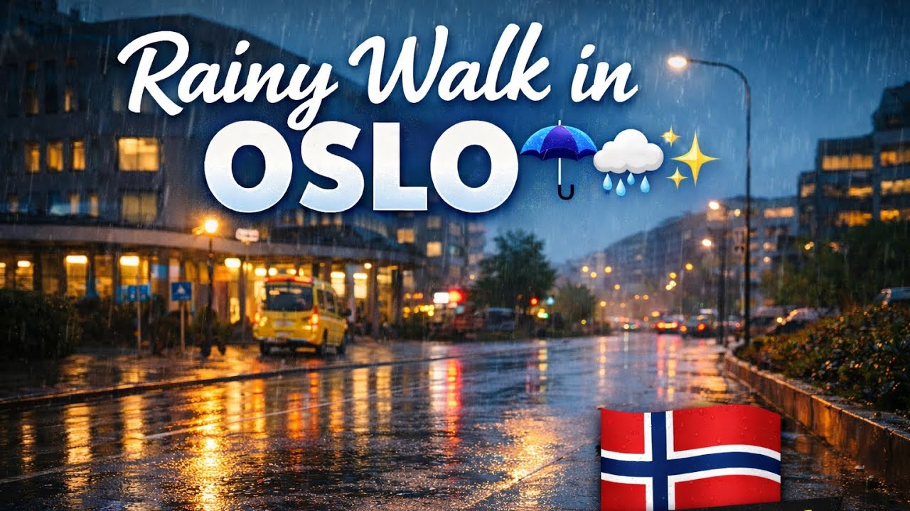 🌧️Walking in the Rain to Oslo Hospital. Cozy Rainy Day Vibes in Norway 🇳🇴